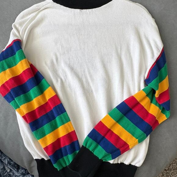 Mickey Mouse Disney Forever 21 Sweatshirt Rainbow Sleeve Graphic Crew Limited Ed - Picture 8 of 9